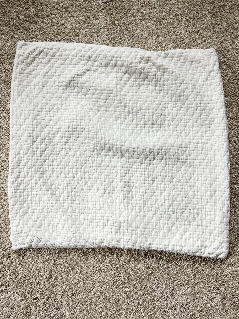 West Elm Organic Cotton White Textured Euro Sham Pillowcase Classic Minimalist